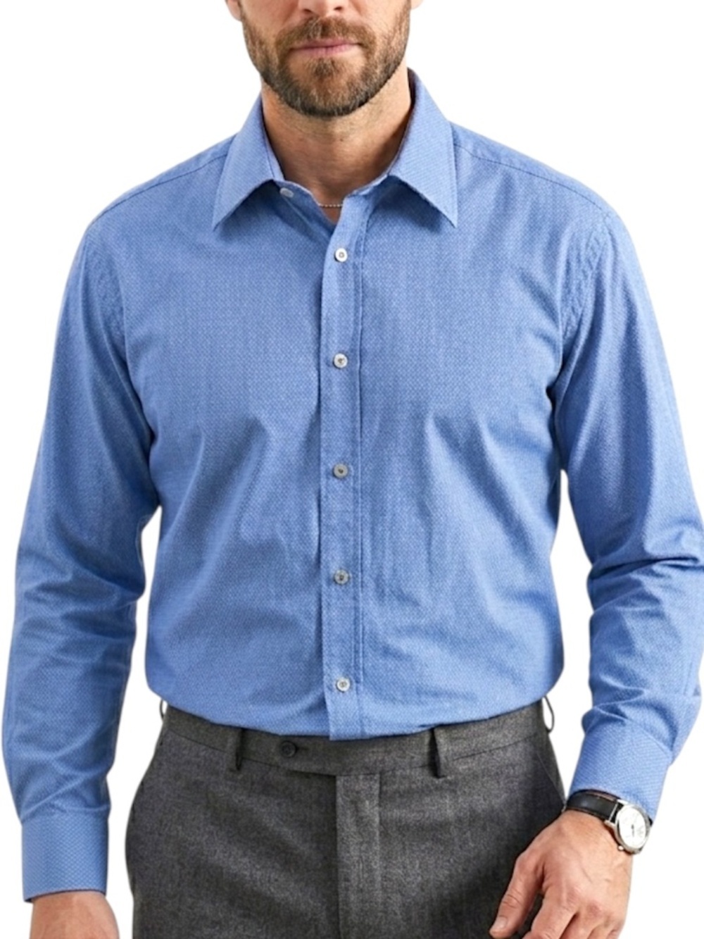 VTG 90s Italian fabric old money business casual blue button down shirt EU 41